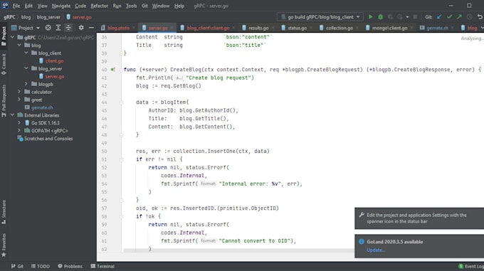 Gig Preview - Do golang API development  and backend programming