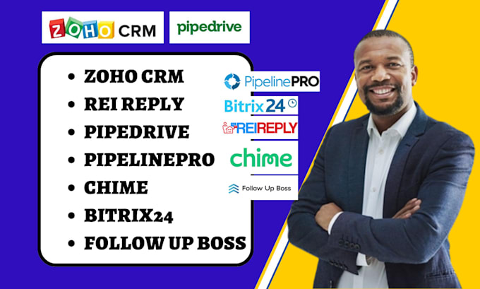 Gig Preview - Pipedrive rei reply pipelinepro bitrix24 website follow up boss chime automation