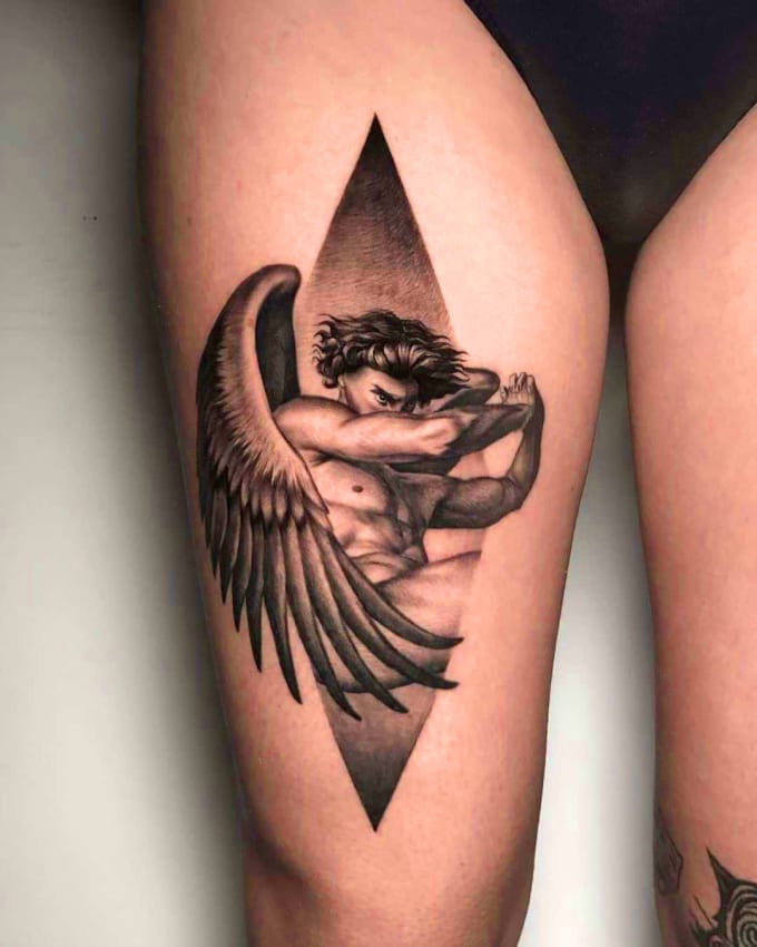 Angel caido  Egyptian tattoo Black tattoos Cool tattoos