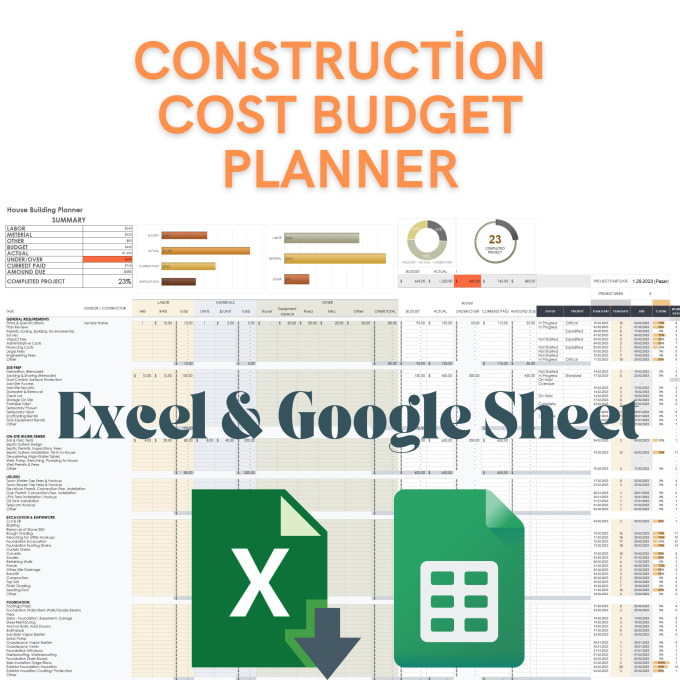 Gig Preview - Home building planner, construction budget template