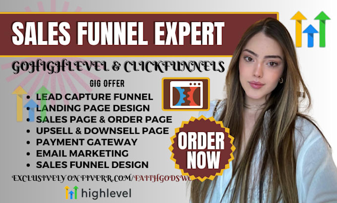 Gig Preview - Create sales funnel in gohighlevel and clickfunnels, landing page and automation