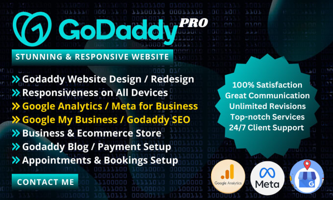 Gig Preview - Do a modern and responsive godaddy website design, godaddy redesign, godaddy seo