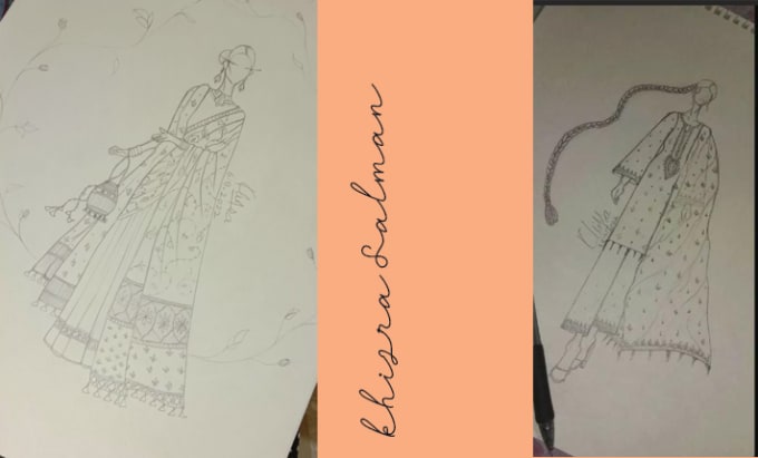 Gig Preview - Sketch customize indian pakistani lehnga