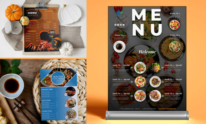 Gig Preview - Do creative modern and eye catching restaurant menu design