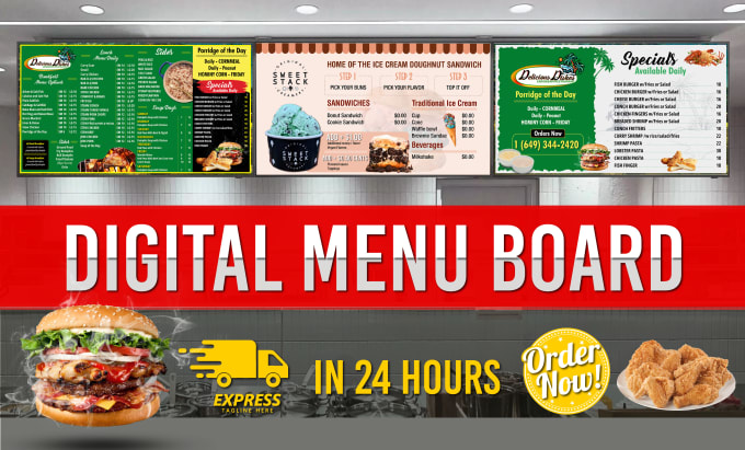 Gig Preview - Create digital menu board, food menu or restaurant menu design