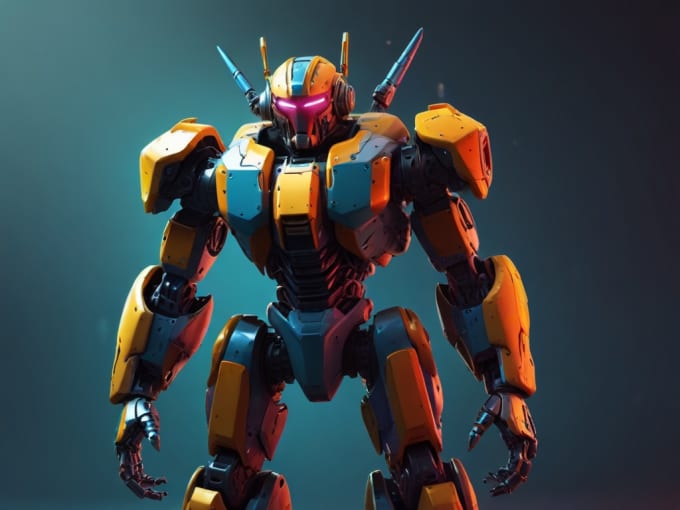 Gig Preview - Create colorful mini robot and mecha art