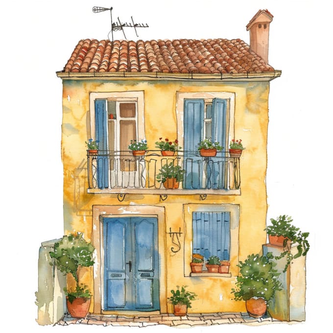 Gig Preview - Make watercolor portrait of your house from your image