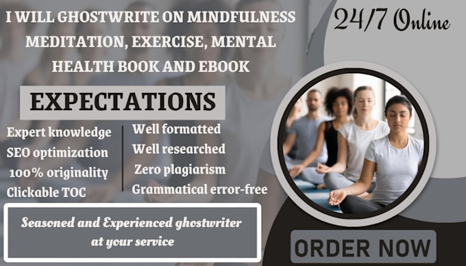 Gig Preview - Ghostwrite on mindfulness meditation, exercise, mental health book and ebook