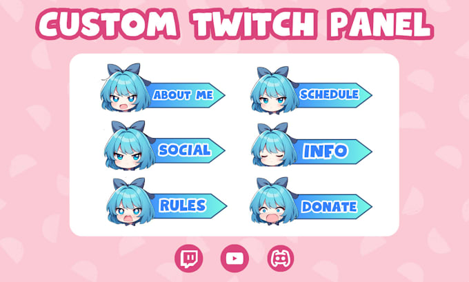 Gig Preview - Make custom chibi anime twitch panels overlay for vtuber