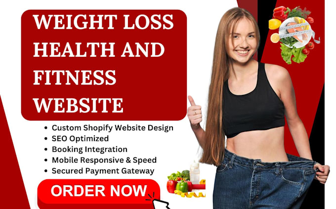 Gig Preview - Design weight loss website health and fitness website weight loss shopify store