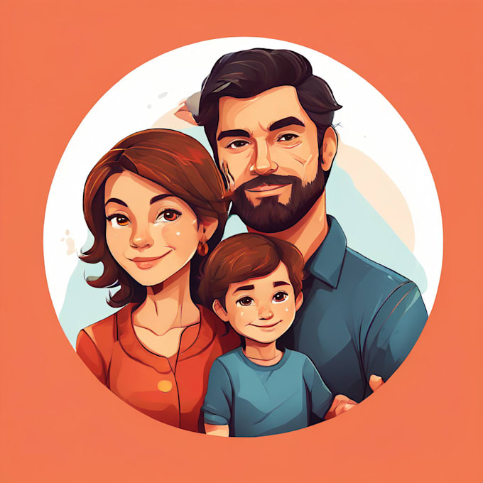 Gig Preview - Draw a vector art family portrait