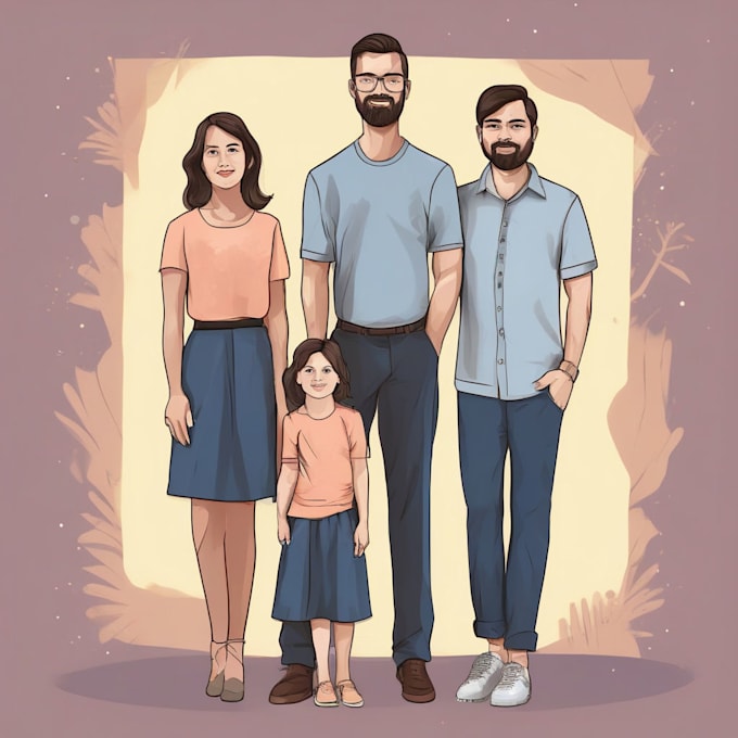 Bestseller - draw a vector art family portrait