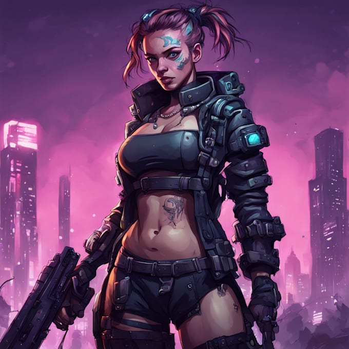 Gig Preview - Design cyberpunk and fantasy character splash art