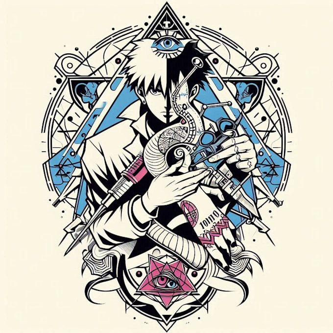 Gig Preview - Make custom tattoo anime into geometric design for you