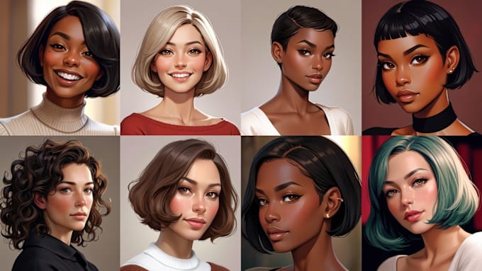 Gig Preview - Create portraits with short hairstyles for you using an ai image generator