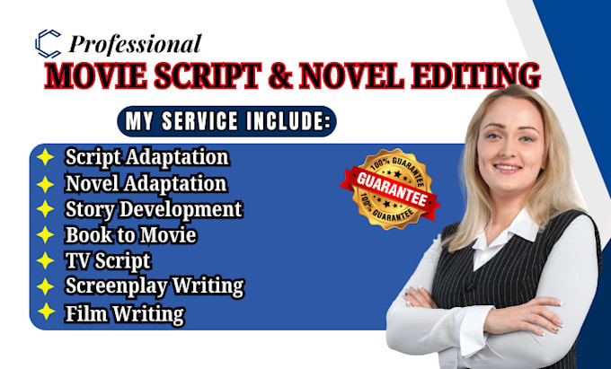 Gig Preview - Turn fiction novel to movie script, screenplay, feature film, movie treatment