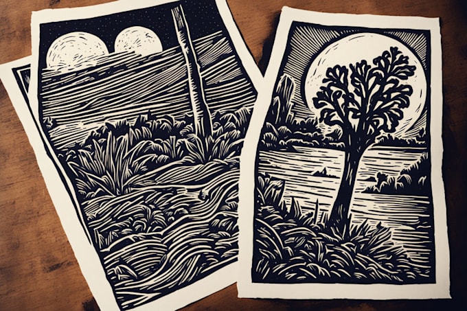 Gig Preview - Create awesome linocut illustration or linocut imitation