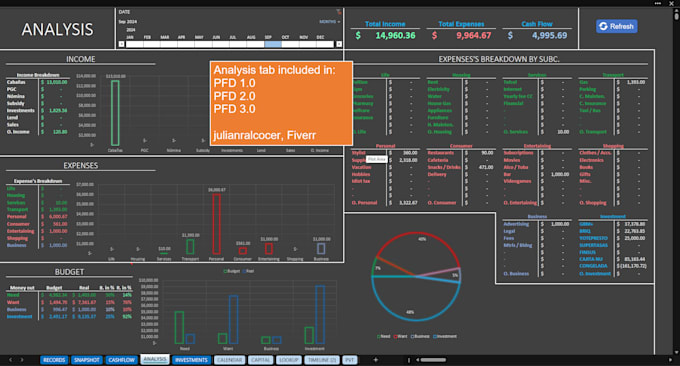 Gig Preview - Develop excel databases, dashboards, systems for all of your business needs