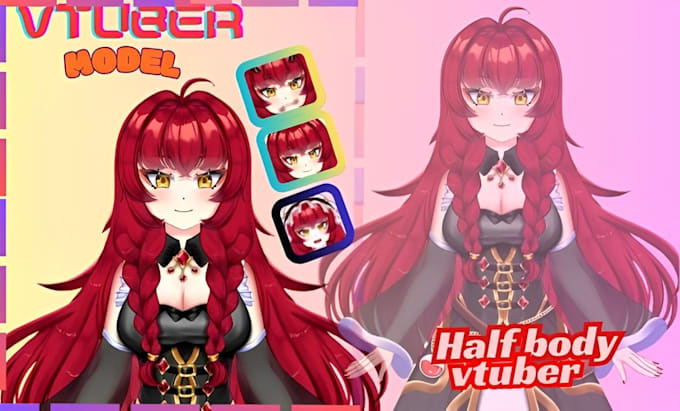 Gig Preview - Do live2d vtuber model pngtuber 2d vtuber anime avatar for vtuber studio