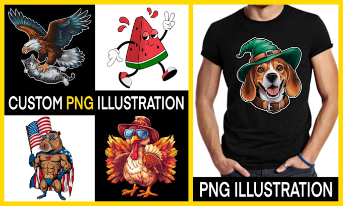 Gig Preview - Create custom png illustrations for tshirts, merch and more