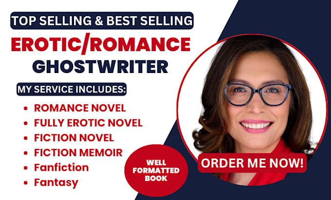 Gig Preview - Ghostwrite your top selling 30k erotic story, romance, fiction novel ghostwriter