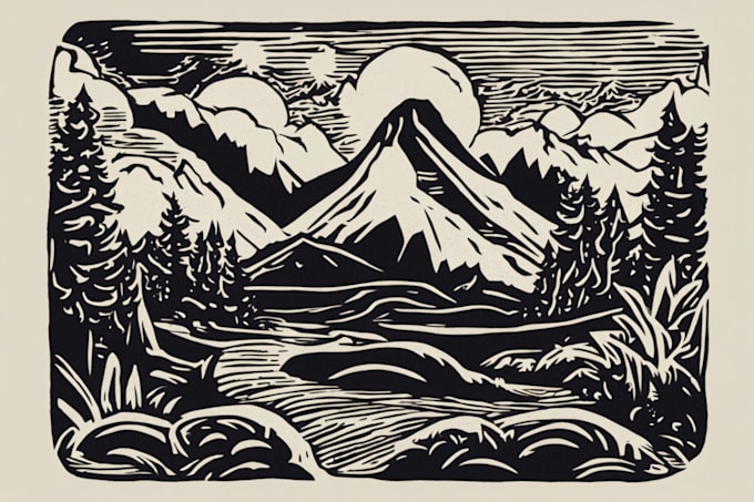 Gig Preview - Create awesome linocut illustration or linocut imitation