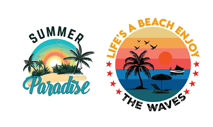 Gig Preview - Create high quality summer skeleton surfing  beach logo