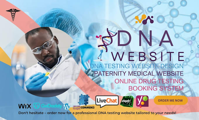 Gig Preview - Design a custom dna testing website, paternity, drug testing clinic sites