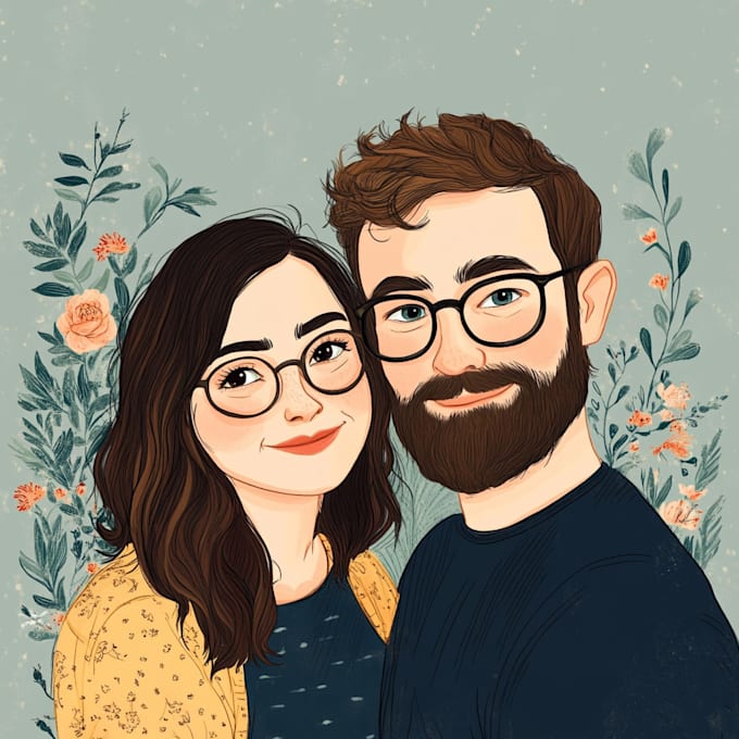 Gig Preview - Draw couple,family or group to cartoon portrait illustration