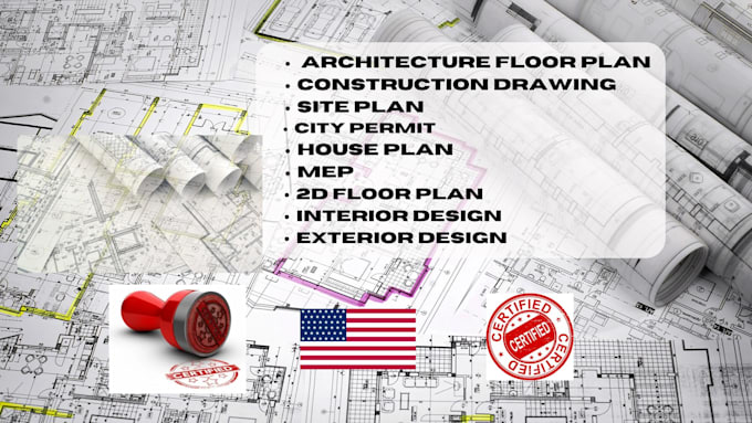 Gig Preview - Do architectural floor plan and construction drawing site plan for city permit