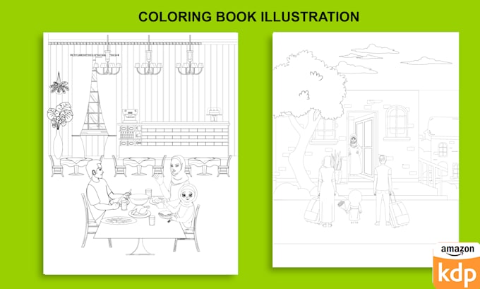 Gig Preview - Make kids or adults coloring pages and line art drawing for KDP business