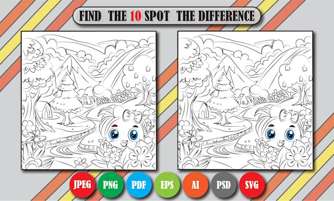 Gig Preview - Draw hidden object and spot the difference picture for your amazon kdp