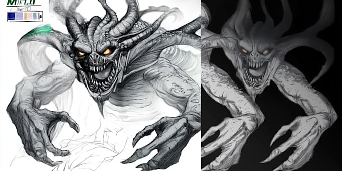 Gig Preview - Draw a creature or monster illustration for you