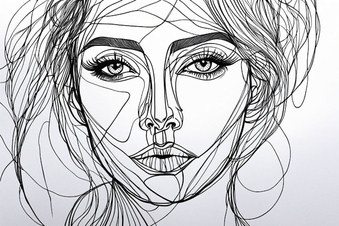 Gig Preview - Draw abstract continuous line art portrait