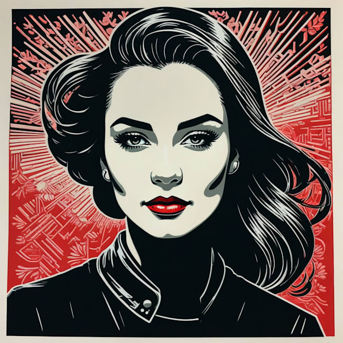 Gig Preview - Draw a custom portrait in linocut style