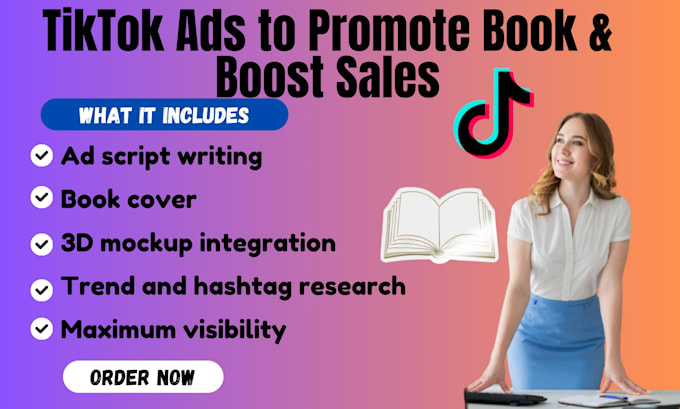 Gig Preview - Create custom tiktok ads to promote your book and boost sales