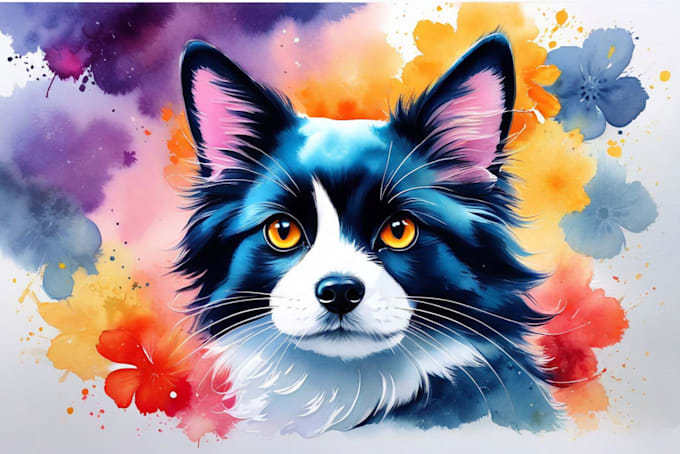 Gig Preview - Create a watercolor portrait of your pet