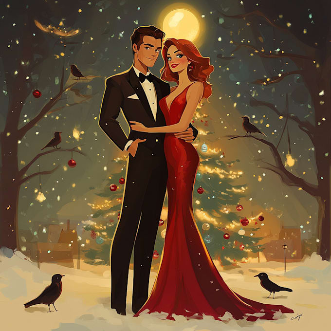 Gig Preview - Make any style christmas couple portrait