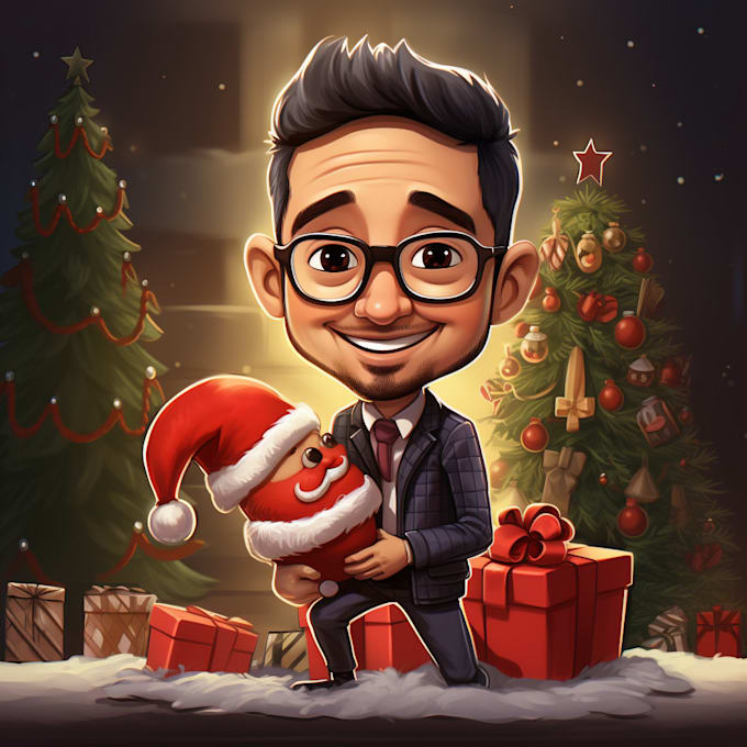 Gig Preview - Desing a christmas cartoon caricature from your photo