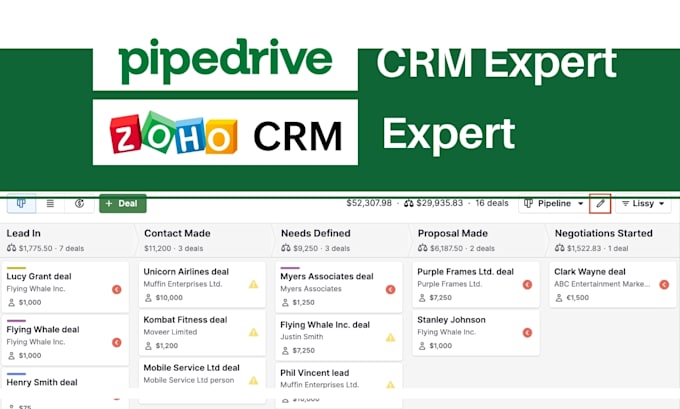 Gig Preview - Setup pipedrive, zoho CRM email campaign, automation newsletters, sales target