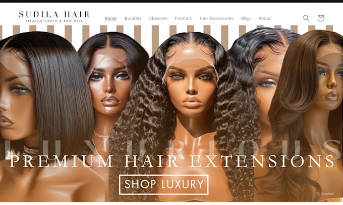 Gig Preview - Hair extension shopify store hair extension website hair extension hair website