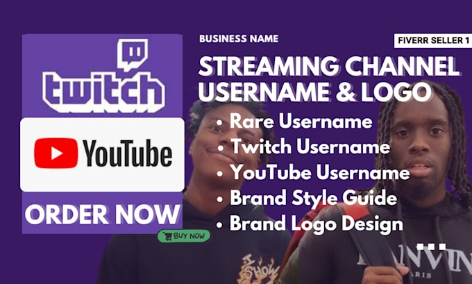 Gig Preview - Find a rare streaming brand name twitch youtube channel username with brand logo