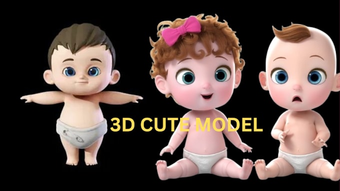 Gig Preview - Create 3d cute cartoon 3d character model cartoon animation