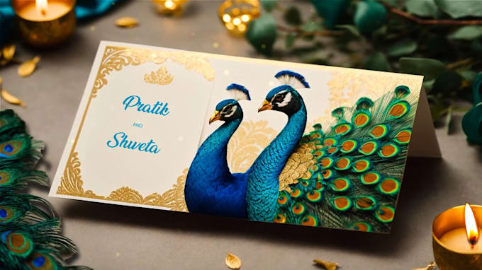 Gig Preview - Create 3d peacock theme wedding invitation