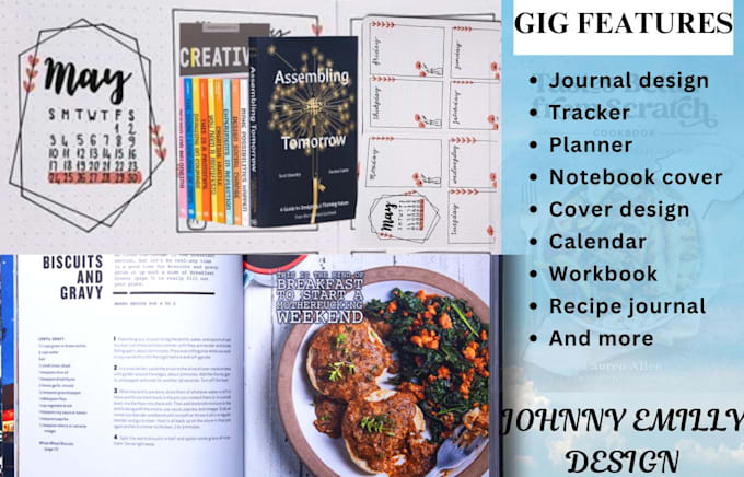 Gig Preview - Design journal planner tracker workbook etsy digital planner