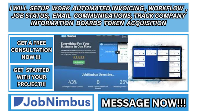 Gig Preview - Setup automated invoicing board token job status tool integration in jobnimbus