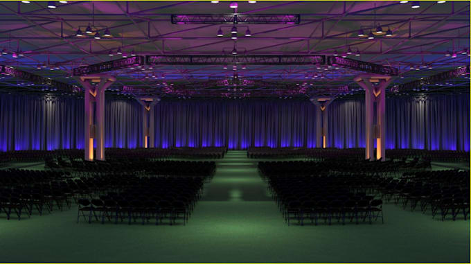 Bestseller - elevation 3d interior event hall,seminar stage, party, ballroom,cinema 4d render