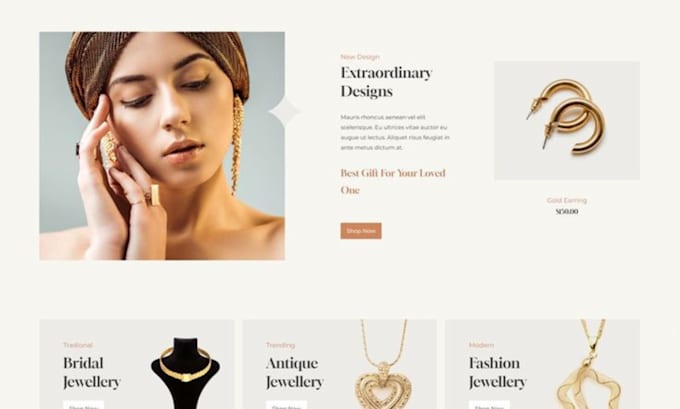 Gig Preview - Design, redesign premium shopify jewelry website, fashion dropshipping store