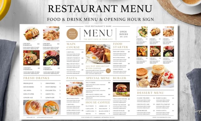 Bestseller - design simple restaurant flyer, cookbook, recipe cards, meun card, meal plan