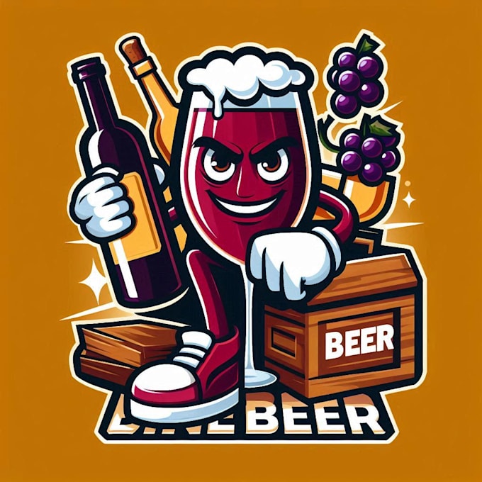 Gig Preview - Do make wine ber mascot logo design service